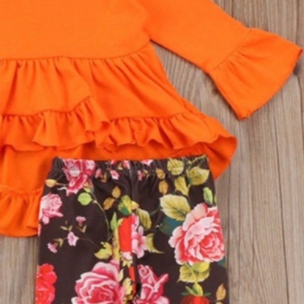Fall Orange Floral Matching Outfit - Picture 5 of 7